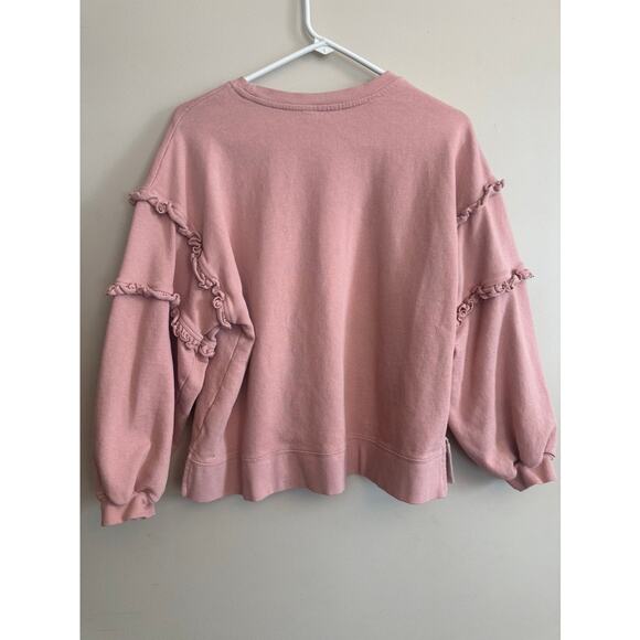 Time & Tru Pink Ruffle Sleeve Sweatshirt XL - Picture 6 of 6